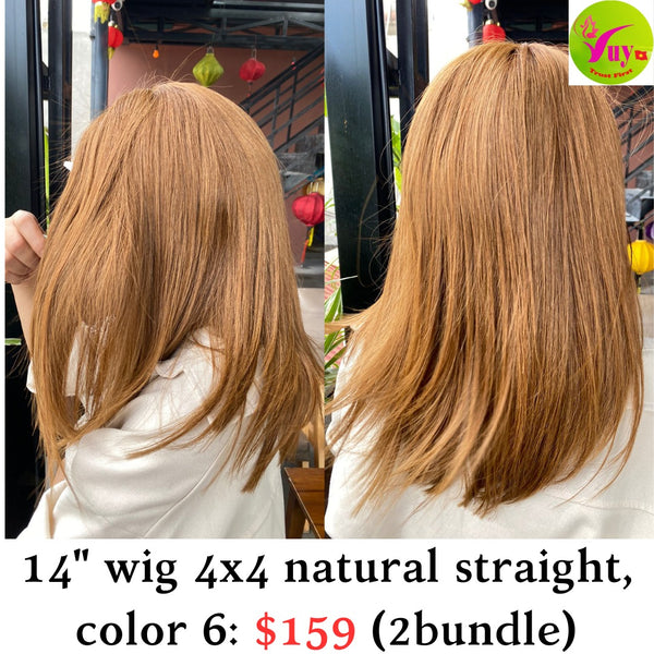 14" Wig 4x4 Natural Straight Color 6