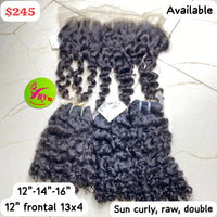 12" 14" 16" + 12" Frontal 13x4 Sun Curly Raw Double