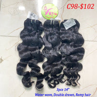 3pcs 14" Water Wavy, Double Drawn, Remy hair (C98)